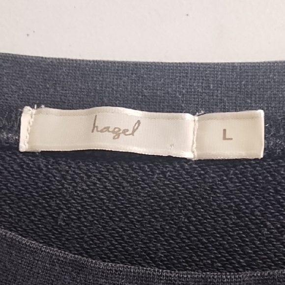 Soft Thick French Terry Black Embroidered Sleeves Sweatshirt Open Bottom - Picture 4 of 15